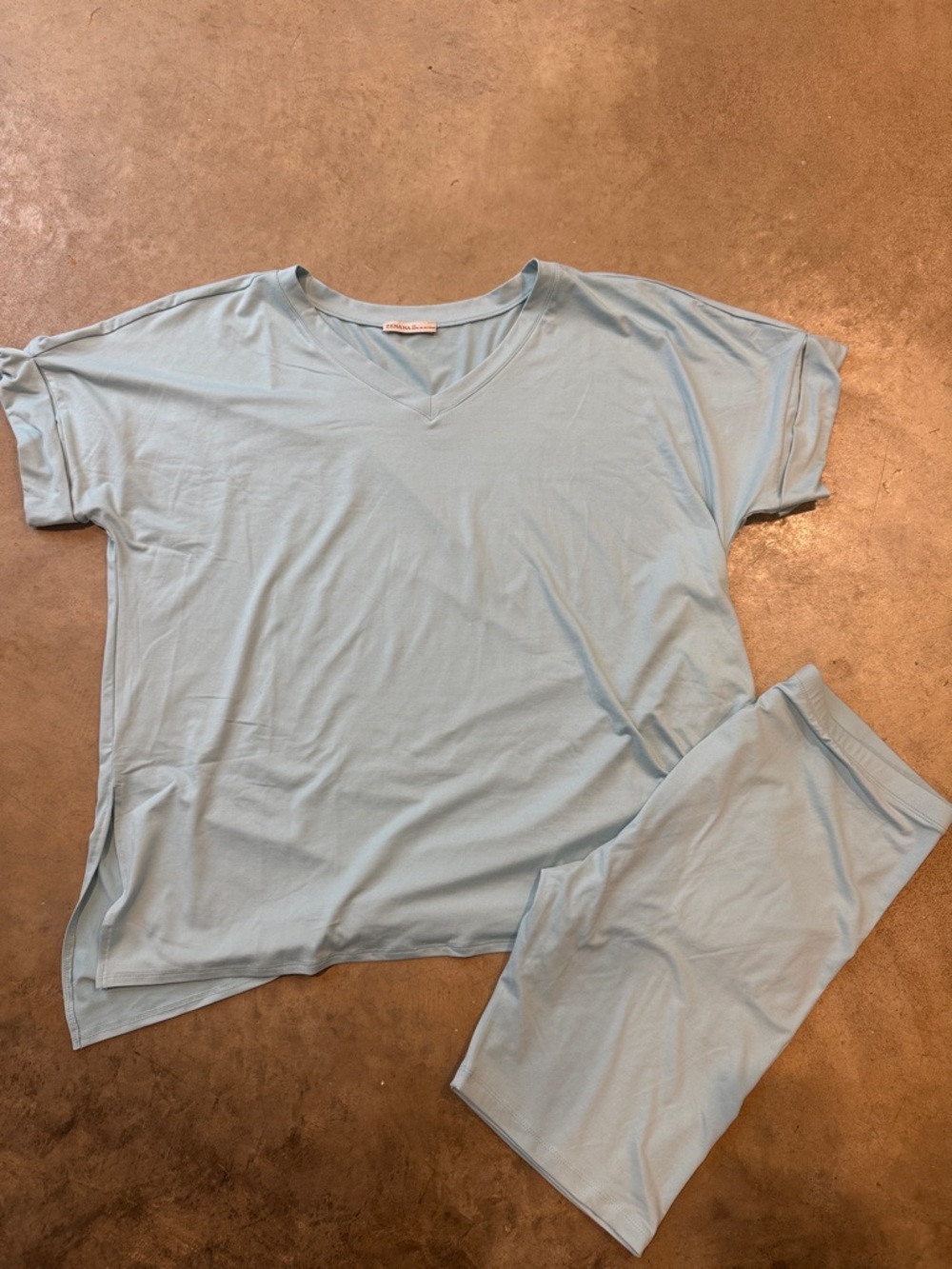 Zenana Outfitters Light Blue V-Neck Pajama Set
